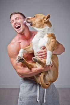 what a lovely picture! A strong man and a strong dog :)