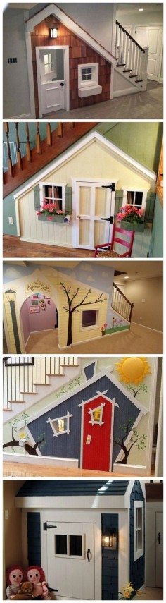 What great idea of having a playhouse under your stairs!!