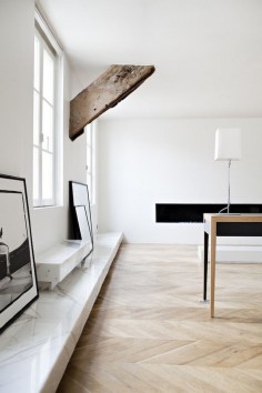 White with wood and marble.