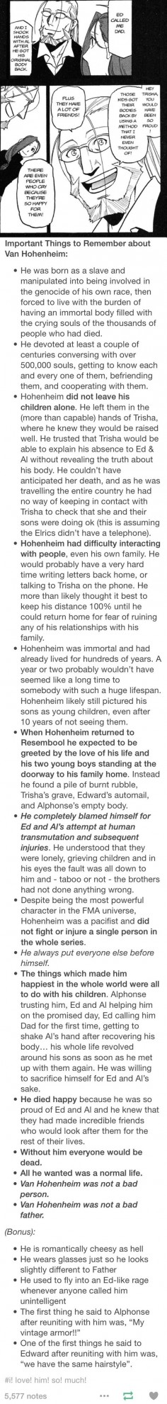 Why Hohenheim is my favorite and gives me all the feels. Plus he reminds me of my own dad. :)