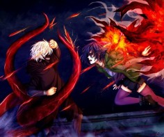 WHY - Tokyo Ghoul by Rouisu on DeviantArt wanted to express Touka's feelings of anger and sadness towards Kaneki by a fight between the two of them.