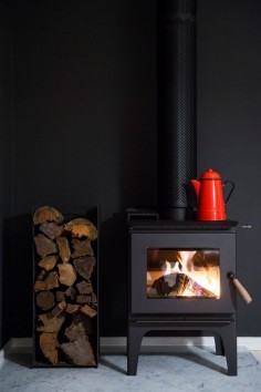 Wood Stove (against a dark wall)