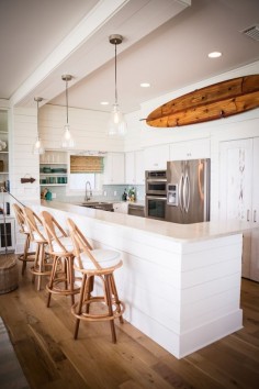 wood surfboard as wall art: Ashley Gilbreath Interior Design - beach house - summer home - surf - summer