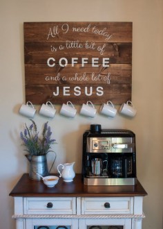 Wooden Sign - Little Bit of Coffee Whole Lot of Jesus Coffee by DRSignsDesigns