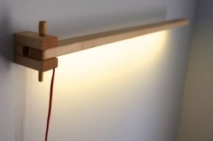 Wooden Wall Mounted Swing Arm LED Lamp on Etsy, $