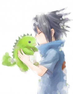 Young Sasuke Uchiha and his dinosaur ♥