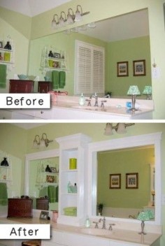 #3. Add molding (and shelves?) to an otherwise boring bathroom mirror. -- 27 Easy Remodeling Projects That Will Completely Transform Your Home