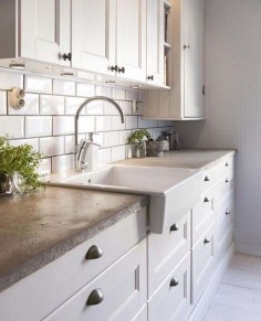 40 Amazing and stylish kitchens with concrete  LOVE and WANT a farmhouse sink and concrete counters!!!!!