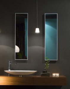 A simple shallow, elliptical basin shape makes an elegant washstand when seated on a wood top. Minosa Design: Bathroom Washbasins #wood #basin #bathroom