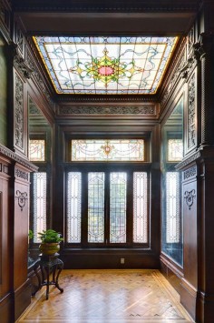Beautiful stained glass interior of this Gilded Age, NY mansion ~ Located at: 108 Eighth Ave, Brooklyn, NY ~ Built in circa:1899