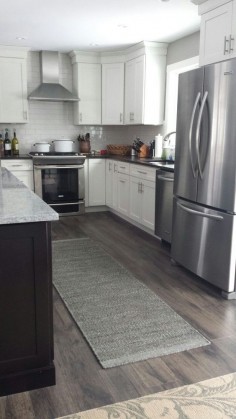 Before and after kitchen on GardenWeb. Wall is BM Rockport Gray. | For the Home t | Floors, Kitchens and Gray