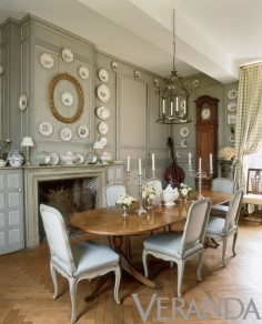 Charles Spada - his French chateau - That fireplace in the dining  those chairs!