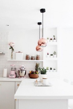 Favorite Space (those rose gold pendant lamps are to die for, via Decouvrir Design)