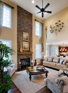 Fireplace stone: floor to ceiling