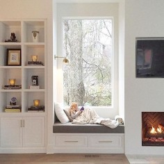 fireplace, window seat with drawers under, bookshelf with doors under for 547! Pencil and Paper Co