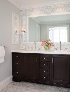 Geometric Marble bathroom Backsplash, Transitional, Bathroom