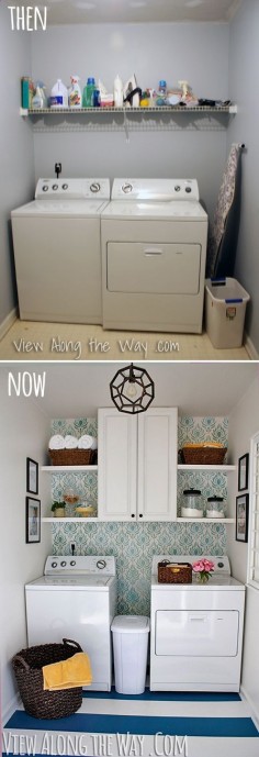 Laundry room makeover on a TINY budget the rest of the house is full of DIY greats! | Romance Home