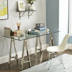 Metal and glass trestle desk from West Elm - Decoist