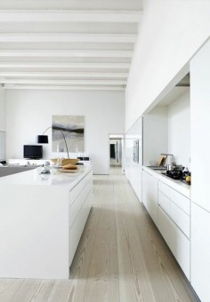 offene Küchen in Weiß Hochglanz Kücheninsel mit schlichtem Design