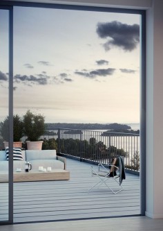 #oscarproperties Oscar Properties, Stockholm, interior, design, windows, stockholm, sweden, sea view, view, balcony, sofa, sky
