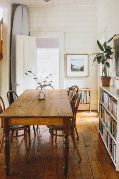 Rustic / vintage dining table in a super relaxed, boho cottage in Australia.