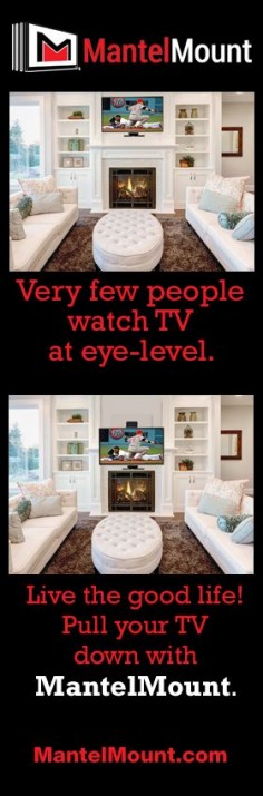 This over-the-fireplace tv mount really has it all. Full-range motion allows you to adjust the TV in any direction, eliminating TV screen glare & neck strain. Mantel Mount's eye-level viewing gives you true comfort & the perfect TV experience every time!